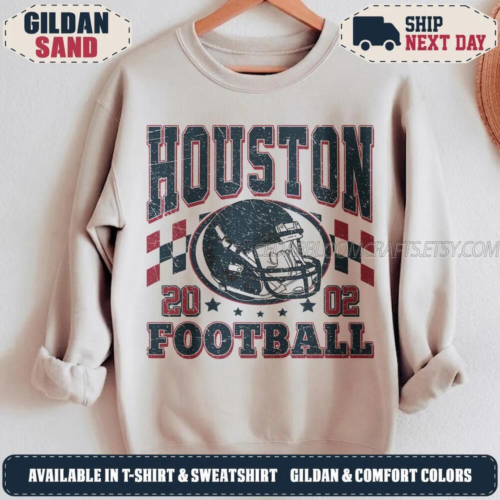 Houston 90s Retro Graphic Oversized Game Day Fan Sweatshirt HTX91
